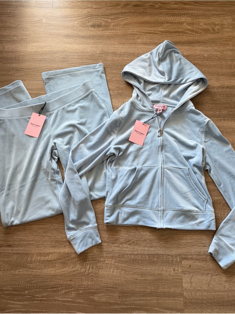 Juicy Couture Light Blue Velour Hoodie & Pants Set